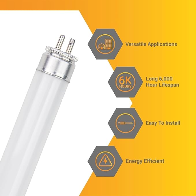 Diodesy- T5 Fluorescent Light Bulb 21 Inch Under Cabinet Tube Light Pack of 20 13W 4100K Cool White G5 Miniature Bi-Pin Base 850LM Super Long Life Linear Replacement Straight Lamp ROHS Compliant