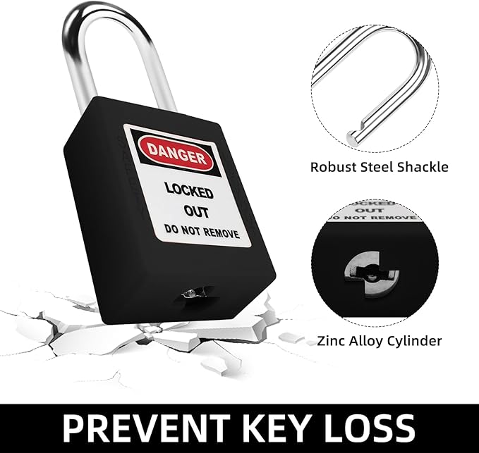 Lockout Tagout Locks Set-10pcs Black Loto Locks,Lockout Locks Keyed Different,2 Keys Per Lock, OSHA Compliant Lock Out Tag Out Padlocks,Safety Padlocks for Electrical Lockout Tag Out Kit