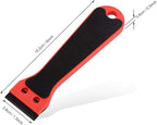 EHDIS 2pcs Plastic Razor Scraper 6-inch Long Handle Adhesive Remover Tool with 100 Double-Edge Blades for Window Tint Vinyl Scraper Decal Sticker Glue Remover (Red)