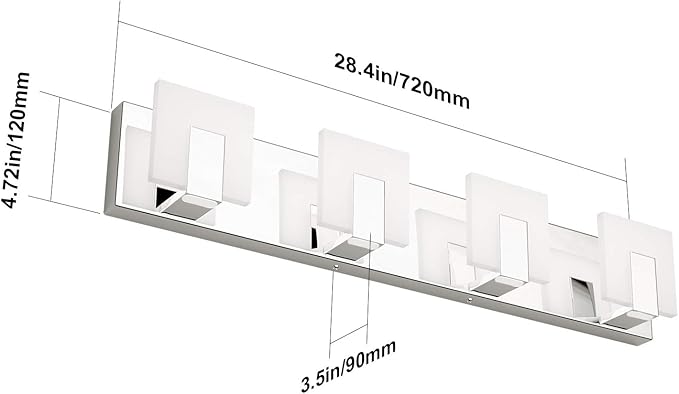 Aipsun 4 Lights Modern LED Vanity Light for Bathroom Frosted White Acrylic Chrome Up and Down Bathroom Wall Light Fixtures Over Mirror(White Light 6000K)