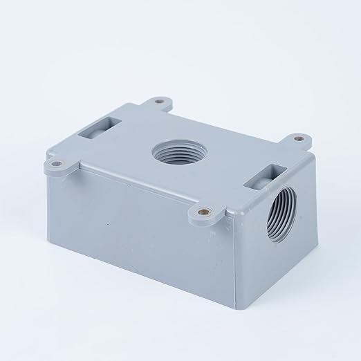 1/2-Inch or 3/4-Inch Weatherproof Electrical Junction Box with Adapters, Gray, Indoor/Outdoor Installation (Single-Gang 2PACK)