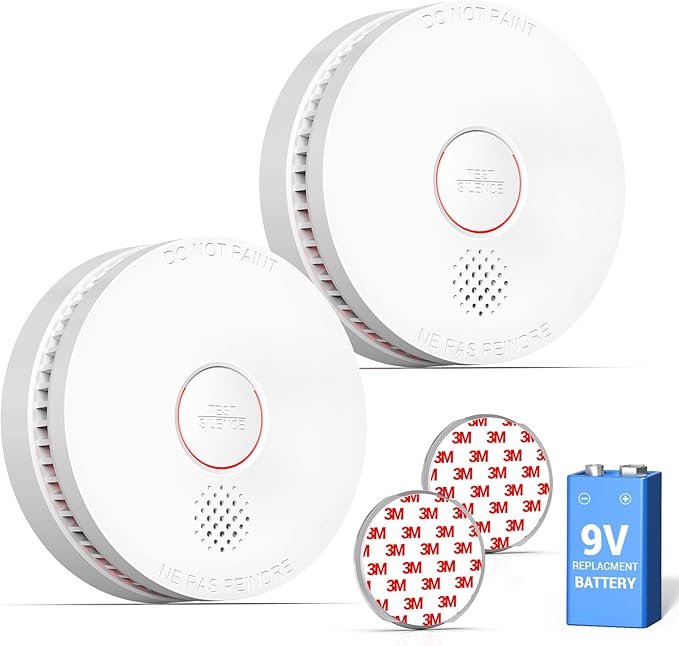 SITERWELL Smoke Detector, 10 Year Product Life Fire Alarm with Magnetic Fastening Kit, Smoke Alarm with Photoelectric Sensor and Low Battery Warning Function for House, UL217-10th Listed,GS509A,2 Pack