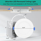 HiBay 12 Pack Canless LED Recessed Ceiling Lights 4 Inch, 1200LM 12W=150W, 4000K Wafer Downlights, Dimmable Ultra-Thin Recessed Lighting Fixtures - ETL and Energy Star Certified