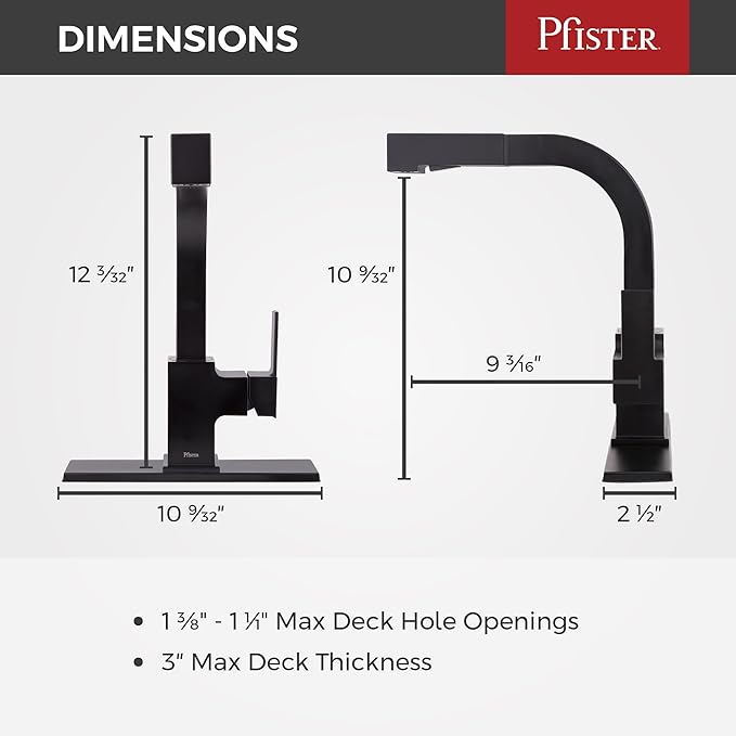 Pfister Arkitek Kitchen Faucet with Pull Out Sprayer, Single Handle, High Arc, Matte Black Finish, LG534LPMB