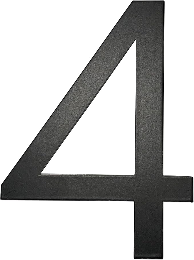 Adoorn 4 Inch Mailbox Numbers - Number 4, Black Color, Each Sold Individually, Premium Metal Self Stick Address Numbers, Weatherproof Mailbox Numbers for Outside