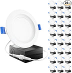 Sunco 24 Pack 4 Inch LED Recessed Light, Ceiling Canless Recessed Lights, Baffle Trim Ultra Thin, 850 LM, 10W, 5000K Daylight, Dimmable, Wafer Thin with Junction Box