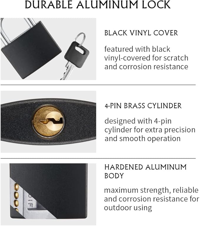 Covered Aluminum Padlock with Key, 8 Pack 1-9/16" Padlocks with Same Key，Key Lock for Outdoors