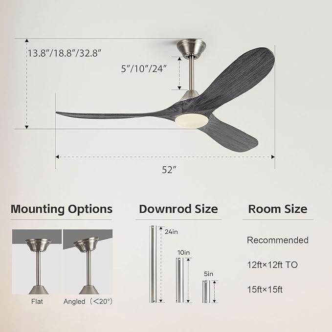 52" Smart Ceiling Fan with Light - Alexa & App & Remote Control, Quiet Reversible Energy Efficient DC Motor, 3CCT Dimmable, Modern Indoor Outdoor Ceiling Fans for Patios Garage Gazebo Porch Bedroom
