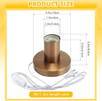 Tuanse 2 Pcs Polished Metal Desktop Lamp Base E26 E27 Screw Light Bulb Holder Sockets Night Light Base Lamp Replacement for Holding Bulb 6 Feet Cord on Off Switch Plug (Copper,Aluminum)