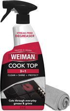 Weiman Daily Cooktop Cleaner with Microfiber Cloth Included for Glass Ceramic and Induction Cook Tops, 22oz