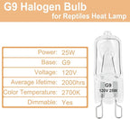 G9 Heat Lamp Bulbs for Reptile,Day White, Mini Halogen Bulb 25W, Infrared Reptile Heat Lamp for Bearded Dragon Gecko Turtle Lizard, Pack of 3