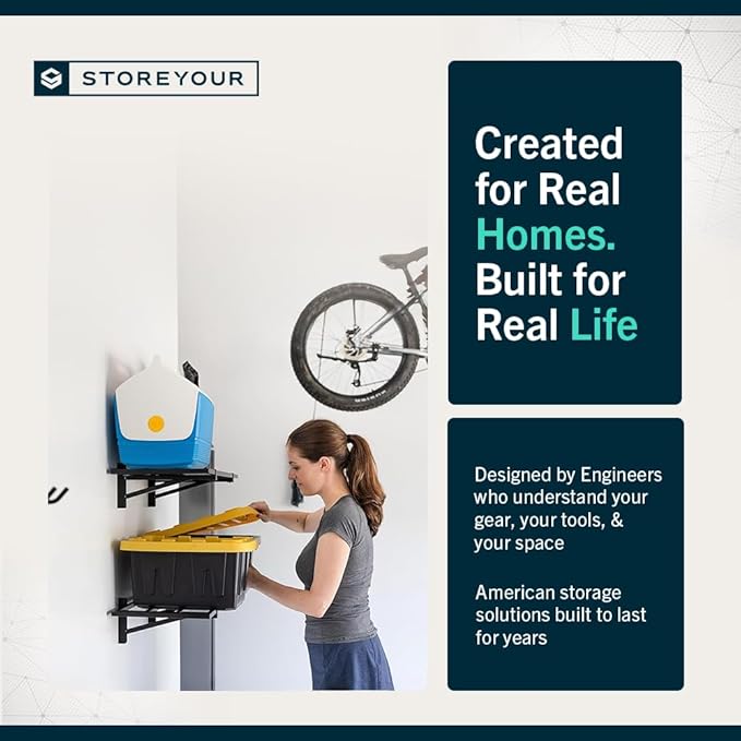 StoreYourBoard 2-Pack Heavy Duty Wall Shelves 1ft x 2ft – Wall-Mounted Garage Storage Shelving and Organization for Sheds, Closets, or Utility Rooms – Holds 200 lbs - Black