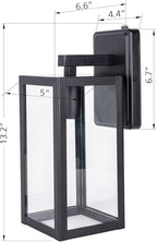 LIT-PaTH Dusk to Dawn Outdoor Wall Lantern, Wall Sconce as Porch Lighting Fixture, E26 Medium Base Max 60W, Anti-Rust Metal with Glass Shade, Black, 1-Pack