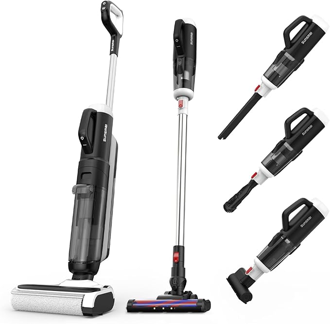 5-in-1 Combo Cordless Wet Dry Vacuum Cleaner - Lightweight Multi-Function Mop & Vacuum for Hard Floors & Carpets, Self-Propelled Vacuum Mop All in One for Whole-House Cleaning