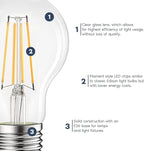 LUXRITE Vintage A19 LED Light Bulbs 60W Equivalent, 3000K Soft White Dimmable, 800 Lumens, Standard LED Edison Bulb 8W, UL Listed, E26 Base (4 Pack)