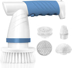 Electric Spin Scrubber, IEZFIX Electric Cleaning Brush Bathroom Shower Scrubbing Cleaner Brush Power Scrubber Cordless with 4 Replaceable Brush Heads for Bathtub, Tile, Floor, Toilet, Kitchen - Blue