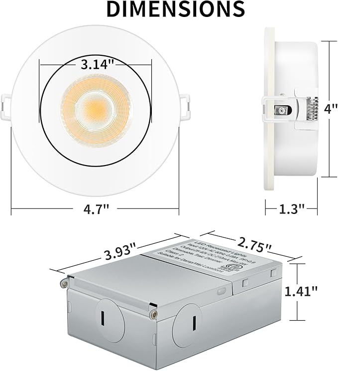 Spot Lights Indoor 4 Inch with Night Light, Outdoor recessed Lighting with Junction Box,9W 750LM Dimmable ETL Listed, Airtight, 5CCT Selectable