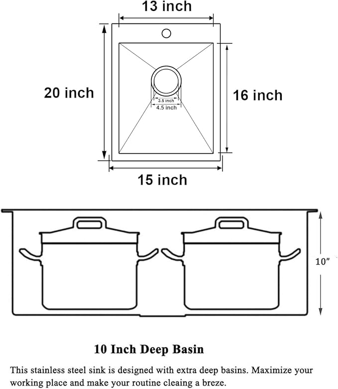SHACO 15x20 Inch Black Drop In Bar Sink, 15 Inch Top Mount RV Kitchen 16 Gauge Stainless Steel Sink for Small Kitchen Wet Bar Prep RV Yard Office Laundry with Dish Grid & Drain, Gunmetal Black