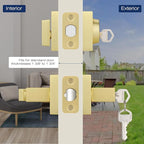 EHOMEWARE 3 Pack Door Handleset with Single Cylinder Deadbolt, Satin Brass Deadbolt, Reversible for Right and Left Side Single Keyed Square Deadbolt Lock Set