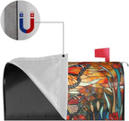 Giwawa Stained Glass Monarch Butterfly Magnetic for Fall Mailbox Cover Large Autumn Mail Box Covers Oversized 25.5 x 21 Thanksgiving Decorations Outdoor Welcome Mailbox Wrap
