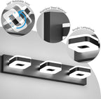 Tipace LED Modern Bathroom Vanity Light Fixtures (3-Light, 23.6-Inch), Acrylic Black Bathroom Wall Lighting Fixtures Over Mirror (Cool White 5500K) with Rotatable Vanity Lights Heads