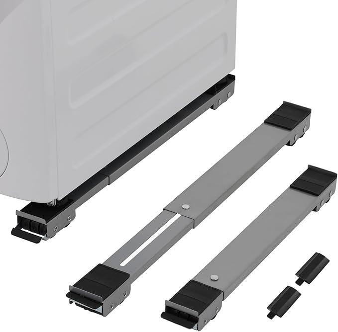 LUCKUP Heavy Duty Appliance Rollers, Extendable Washing Machine Stand Furniture Rollers Mobile Fridge Base Furniture Sliders for Refrigerators Washer and Dryer Support 660 lbs, Silver