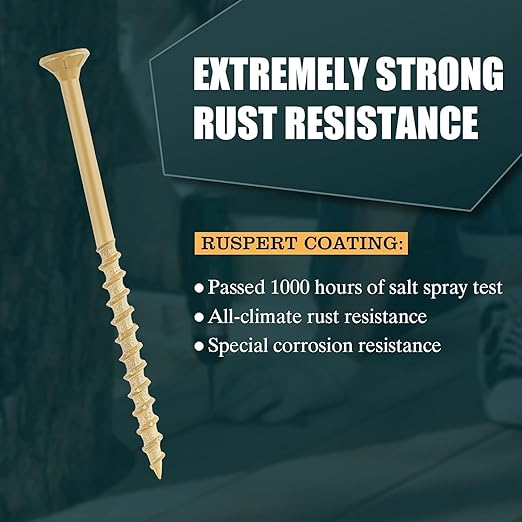 WELLOCKS Deck Screws, Wood Screws, Tan, Superior Rust Resistant, Epoxy Coated, Above 1000 Hour Salt Spray Coating T25 Torx Star Bit Included for Outdoor Wood Fence (Trial Size 0.44LBS, #8×1-1/4")