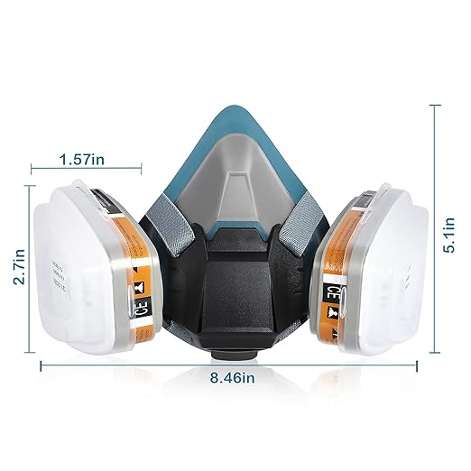 2 Set Respirator Masks with 6001 Filters, Reusable Half Face Paint Respirator Mask for Chemicals,Dust Respirators for Painting, Woodworking, Construction, Sanding, Spraying, DIY etc