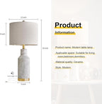 25" Table Lamps Set of 2 - Modern Bedside Lamps for Living Room - White Washed Ceramic Nightstand Lamps for Bedroom