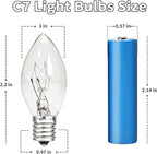 25 Pack C7 Clear Replacement Bulbs, 120V 5W Incandescent, C7 Christmas Lights, E12 Candelabra Base, Halloween Bulbs Warm White for Patio Outdoor String Lights Decor, Night Light