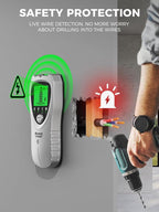 Mecurate Sliver Stud Finder Wall Scanner Sensor - 5 in 1 Electronic Stud with LCD Display & Audio Alarm for Wood AC Live Wire Metal
