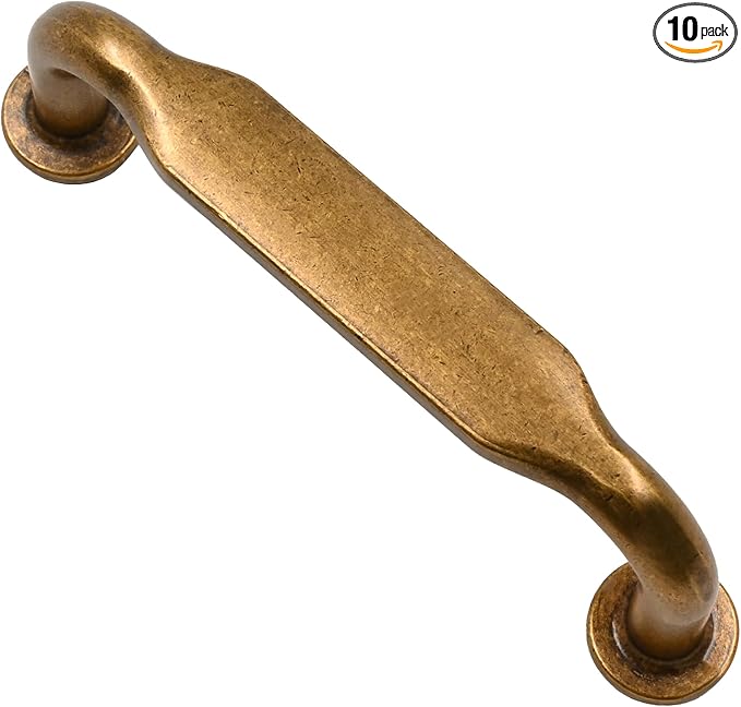 Alzassbg 10 Pack Antique Brass Cabinet Handles, 3 Inch(76mm) Hole Centers Arch Modern Cabinet Pulls Kitchen Cabinets Hardware for Cabinets and Drawers AL3503AB