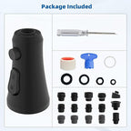 Hibbent Pull Down Spray Head for Kitchen Faucet, 3-Function Spray Nozzle with 15 Adapters, Straight Sink Faucet Head Replacement Compatible with Moen, Delta, Kohler, American Standard, Matte Black