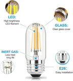 3.2 Inch 2700K Soft White E26 LED Bulb 60 Watt Equal, AC 120V 600LM Edison Bulbs Dimmable, 6W T10 T30 Tubular Filament Light Bulbs Clear Glass for Fan Pendant Wall Light, UL Listed-6 Pack