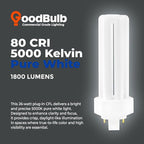 GoodBulb 26 Watt CFL Light Bulbs 4 Pin GX24Q-3 Base 5000K Daylight 26W High Output 1800 Lumens Triple Tube Compact Fluorescent Light Bulbs Plug-in 10 Pack