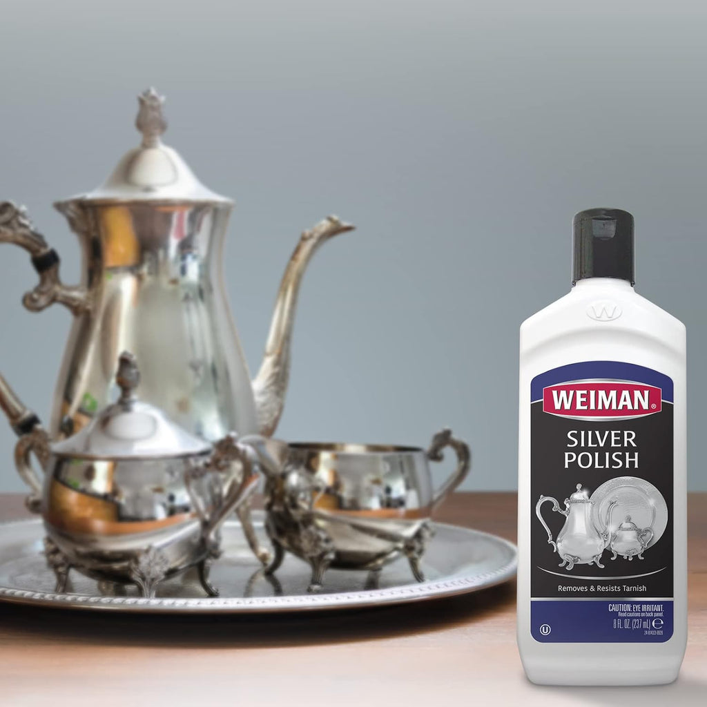 Weiman Silver Cream Cleaner 3-in-1, Anti-Tarnish Technology, Safely Clean, Polish, Shine & Restore, Removes & Prevent Tarnish, 8 Oz with Jewelry Polishing Cloth