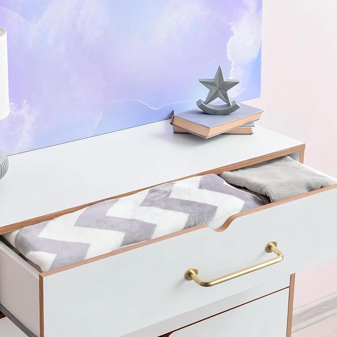 Goo-Ki 3"(76mm) c-c Champagne Bronze Cabinet Handle Drawer Pulls Zinc Alloy Kitchen Hardware - 6 Pack Modern Bar Pull Handles for Cupboard Wardrobe,9338UBR-76