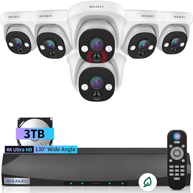 【2-Way Audio】 Wired Security Camera System, Home Video Security Cameras Systems, Outdoor POE IP Cameras Surveillance DVR Kits