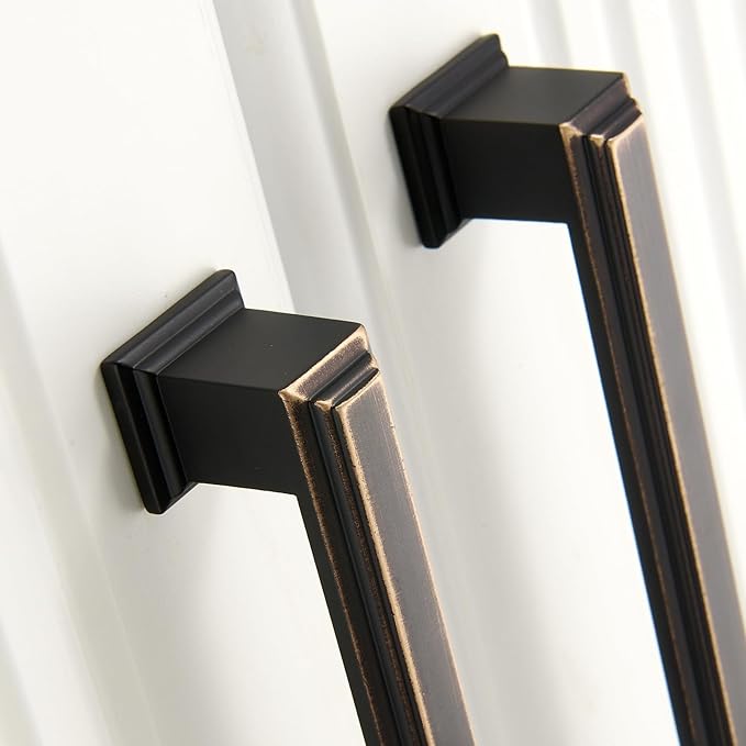 10 Pack 7.5 Inch(192mm) Hole Center Oil Rubbed Bronze Modern Cabinet Pulls Kitchen Cabinet Handles Kitchen Cabinet Hardware Timeless Drawer Pulls for Dresser Cupboard Wardrobe, ORB(7.5x10)