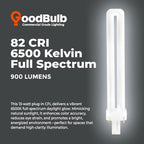 GoodBulb 13 Watt CFL Light Bulbs 2 Pin GX23 Base 6500K Full Spectrum 13W High Output 800 Lumens Single Tube Compact Fluorescent Light Bulbs Plug-in 10 Pack
