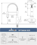 APPASO Bronze Kitchen Faucet with Soap Dispenser, ORB Pull Down Kitchen Sink Faucet, SUS304 Stainless Steel Single Handle High Arc Spring Faucet, Oil Rubbed Bronze