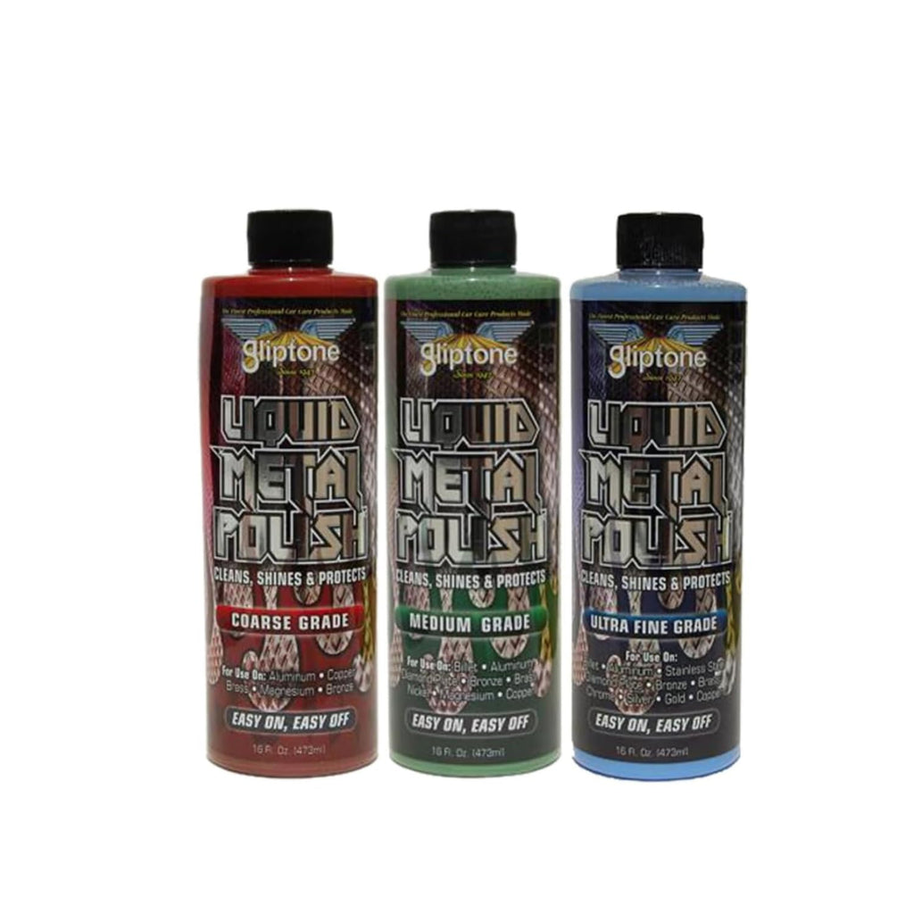 Gliptone Liquid Metal Polish (Medium Grade) 16 Fl Oz, Restores Brilliant Shine to Billet, Aluminum, Diamond Plate, Bronze, Brass, Nickel, Magnesium & Copper, No Ammonia, Acid or Water