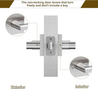 HOSOM 2 Pack Interior Door Levers Passage Door Handles Heavy Duty No Locking Door Handle Set for Hallway, Closet Doors, Satin Nickel Door Handle with Square Plate
