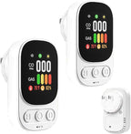 2 Pack 4-in-1 Carbon Monoxide Detectors Plug in with LCD Display and Test Button, CO/Gas Leak Detector Temp & Humidity Monitor