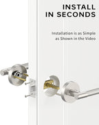 Asidrama 4 Pack Passage Brushed Nickel Door Handles, Door Lever with Door Knobs Indoor for Bedroom or Bathroom, Heavy Duty Door Handles Interior with Locks for Left Right Sided Doors