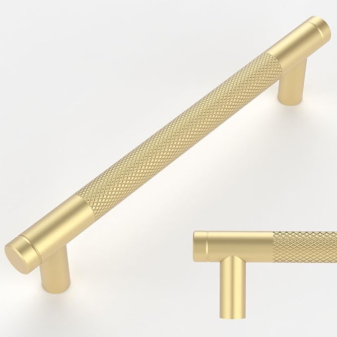 Amerdeco 30 Pack Gold Cabinet Pulls 5 Inch(128mm) Hole Center Drawer Pulls Cabinet Hardware Kitchen Cabinet Handles for Bathroom Dresser Pulls ZH0031