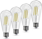 Jensense Edison LED Light Bulbs E26 Bulb 60 watt Equivalent Dimmable Light Bulbs 5000K Daylight Cool White Vintage 7W Edison Bulbs 110V 120V 800 Lumen CRI90, 4 Pack