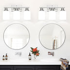 3-Light Bathroom Light Fixtures, Brushed Nickel Vanity Light with Milky White Shades, Bathroom Lighting Fixtures Over Mirror, Modern Bathroom Wall Lamp for Mirror Living Room Cabinet Bedroom