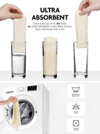 Fantasticlean Microfiber Cleaning Cloth Roll, 16" x 12"- 50 Sheets, Reusable Tear Away Microfiber Towels, Ultra Absorbent Dish Rags for Car, Home or Office (Beige Ripple)