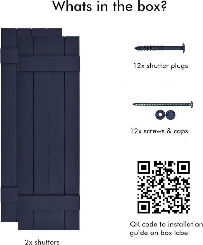 Board & Batten Vinyl Shutters (1 Pair) | 14.5"x35" (4-Board) - Navy Night Sky | Exterior Window Shutters | Includes Mounting Hardware | Simple Installation | Made in USA